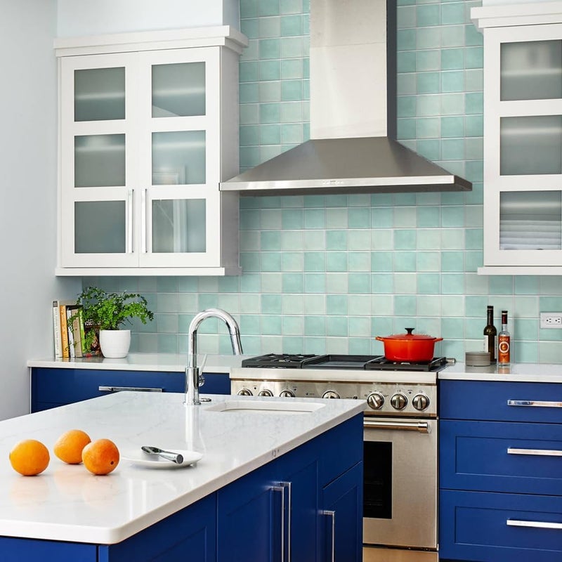 Commomy 10 Pcs Matte 3D Peel and Stick Tile 11.8"x11.8" Ultralight PVC Square Peel and Stick Backsplash for Kitchen Stick on Tiles for Bathroom,Living Room,Fireplace,Interior Wall Decor,Teal Green - Image 2